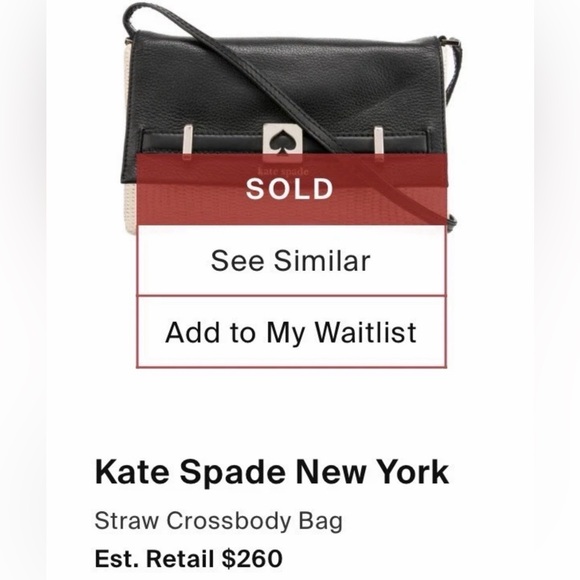 Kate Spade New York Black Leather and Straw Crossbody with Storybook lining EUC - Picture 2 of 10